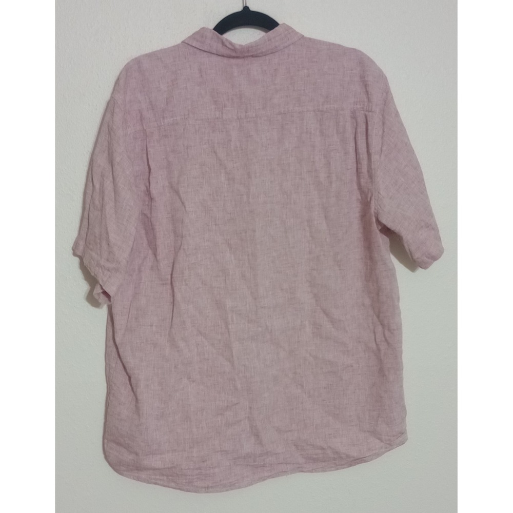 Weatherproof Vintage Mens XL Pink Washable Linen Cotton Short Sleeve Shirt - Picture 2 of 6